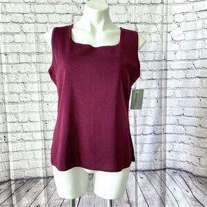 Misook Tank scoop neck mulberry Large Womens shell top